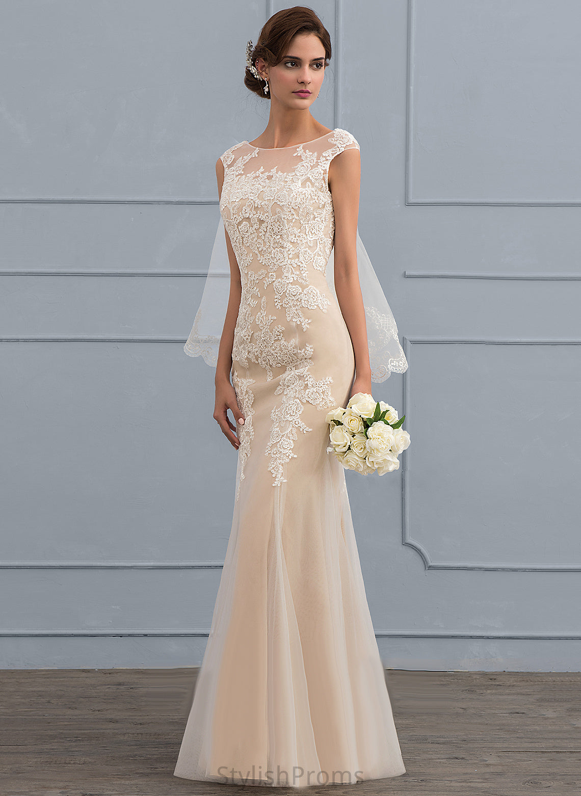 Trumpet/Mermaid Wedding Dress Cassie Tulle Lace Floor-Length Wedding Dresses