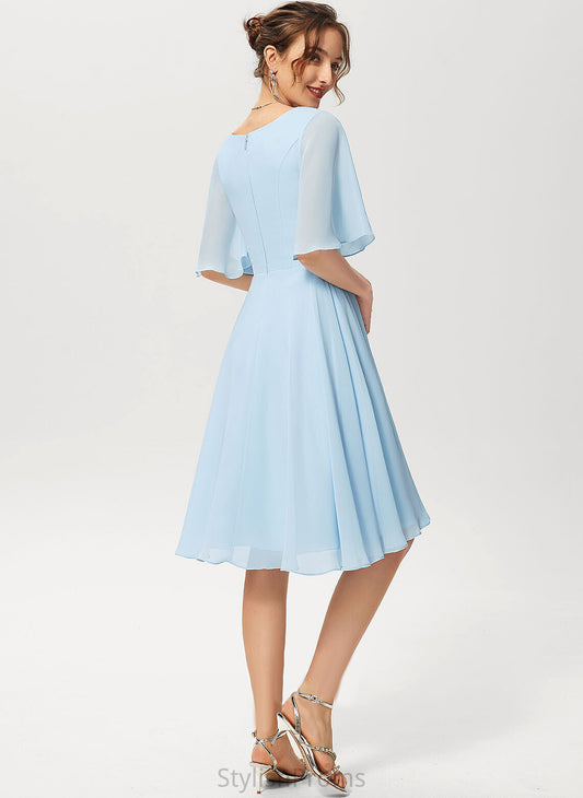 V-neck Dress Knee-Length Chiffon Cocktail A-Line Aliza Cocktail Dresses