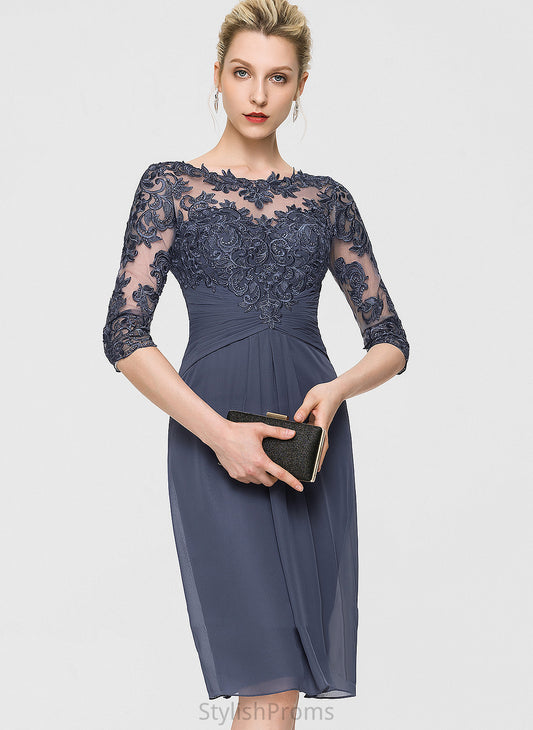 Knee-Length Dress Lace Cocktail Neck Sheath/Column Pam Chiffon Scoop Cocktail Dresses