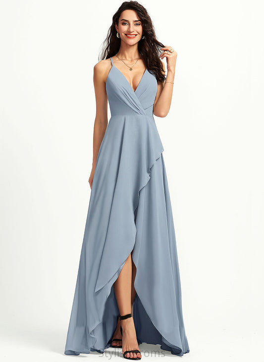 V-neck A-Line Cocktail Dresses Kayley Chiffon Cocktail Asymmetrical Dress