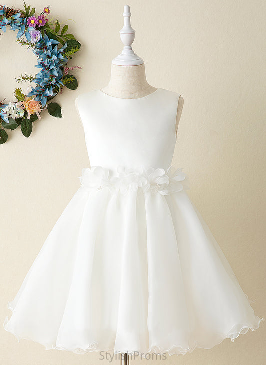 Dress Scoop Neck Sleeveless Knee-length Flower Organza Girl A-Line - Mayra Flower Girl Dresses