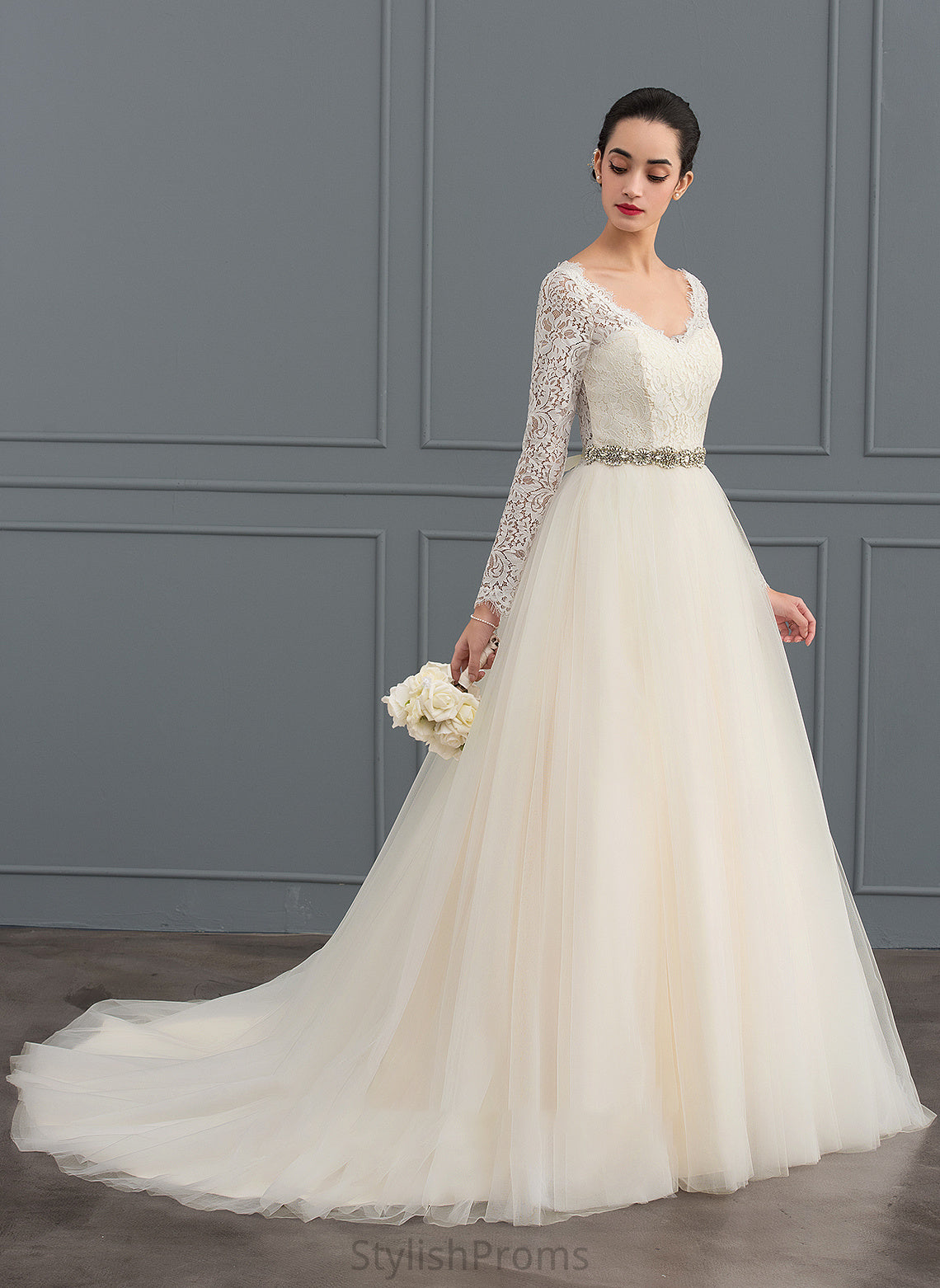 Lace Wedding Dresses Dress Wedding Muriel V-neck Ball-Gown/Princess Court Train Tulle