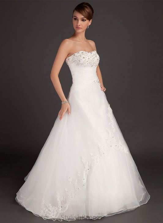 Lace Ruffle Organza Wedding Dresses Beading Macie Ball-Gown/Princess Dress With Wedding Sweetheart Floor-Length Satin