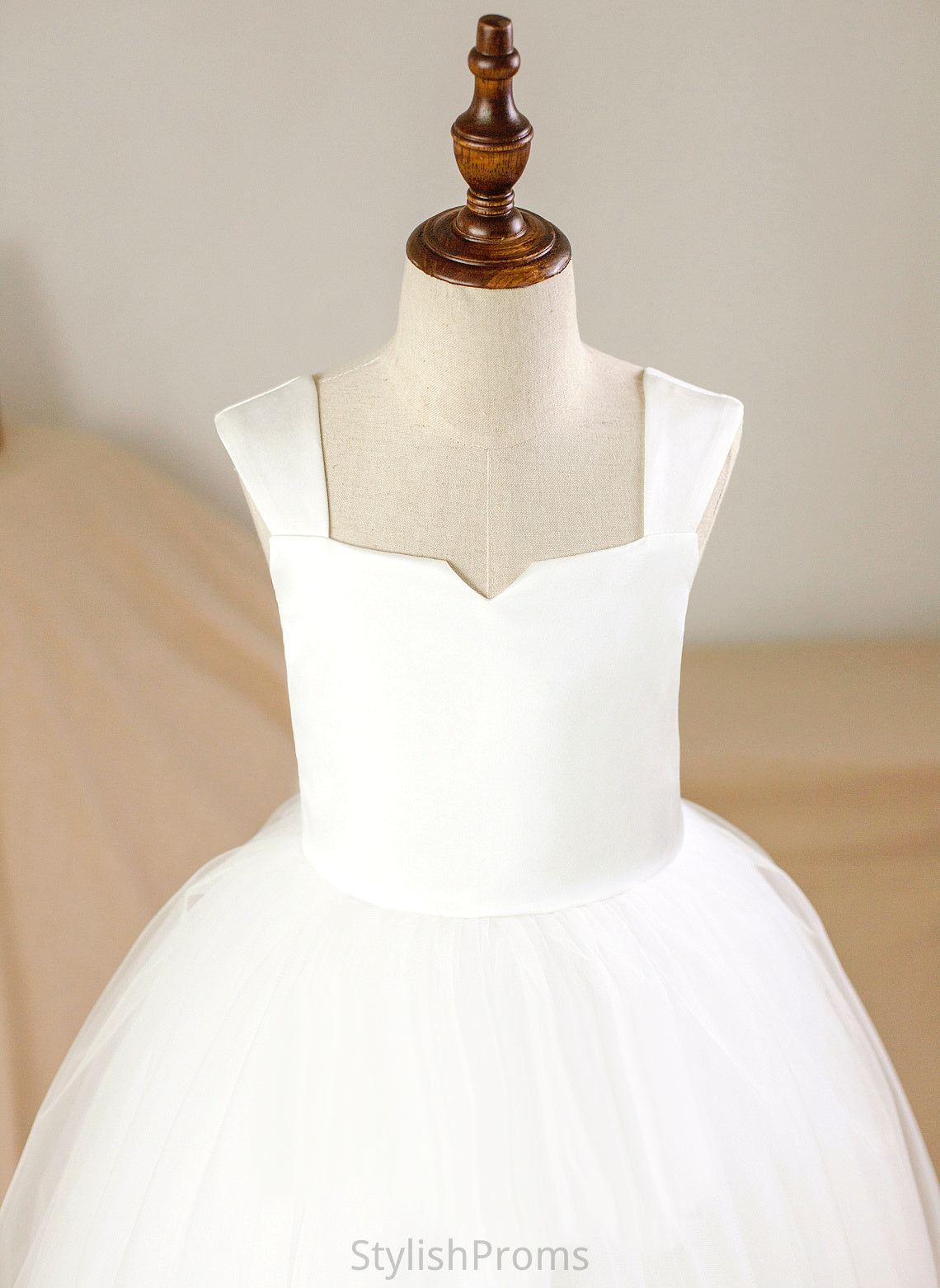 Flower Girl Dresses Miriam Square Ankle-length Gown Flower Satin/Tulle Neckline - Sleeveless Ball Girl Dress