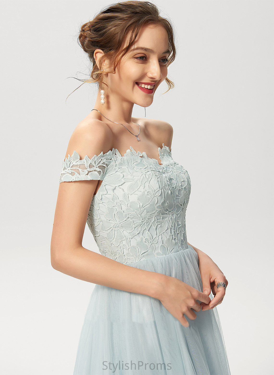 Lace A-Line Off-the-Shoulder Cocktail Dresses Aria Cocktail Tulle Dress Asymmetrical