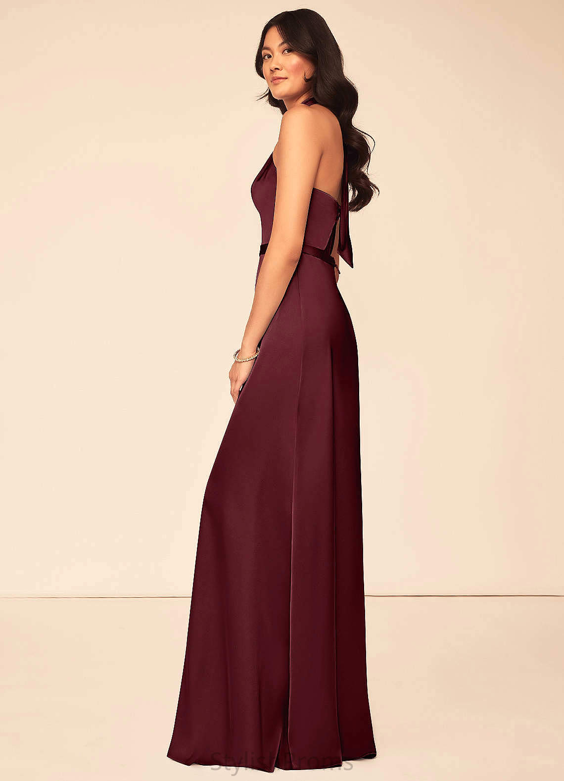 Cara Sleeveless Trumpet/Mermaid Spaghetti Staps Natural Waist Floor Length Bridesmaid Dresses