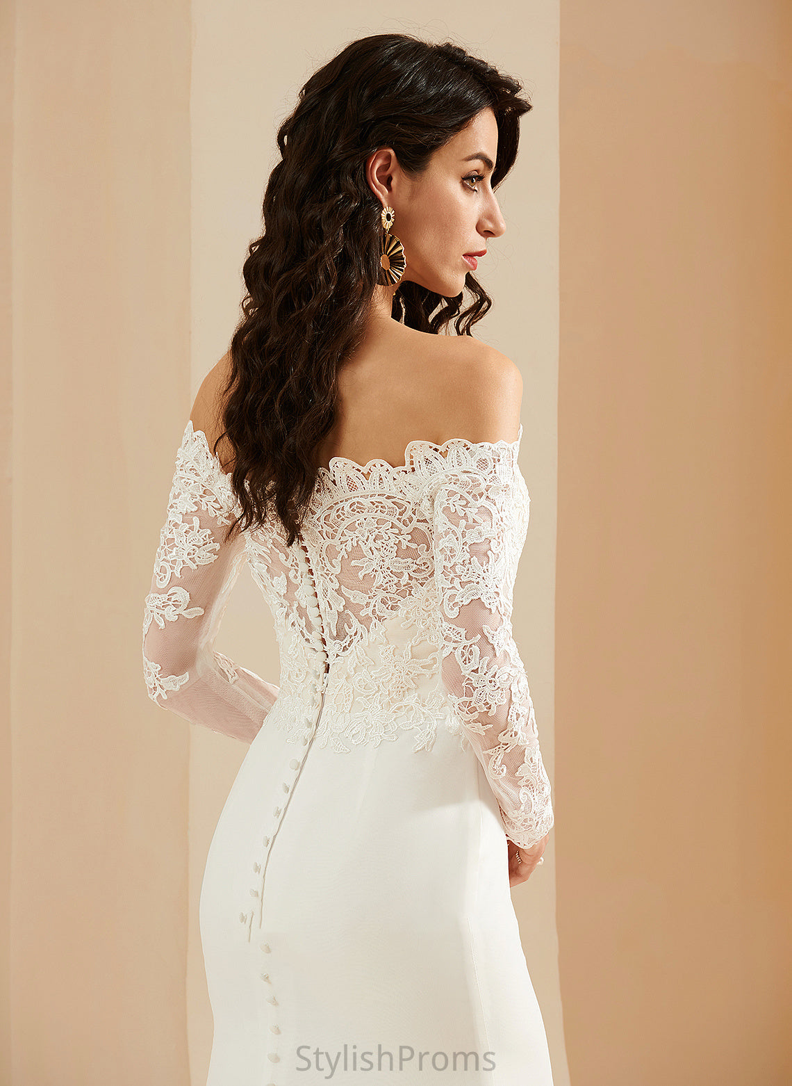 Trumpet/Mermaid With Wedding Dresses Court Wedding Lace Georgia Train Off-the-Shoulder Dress