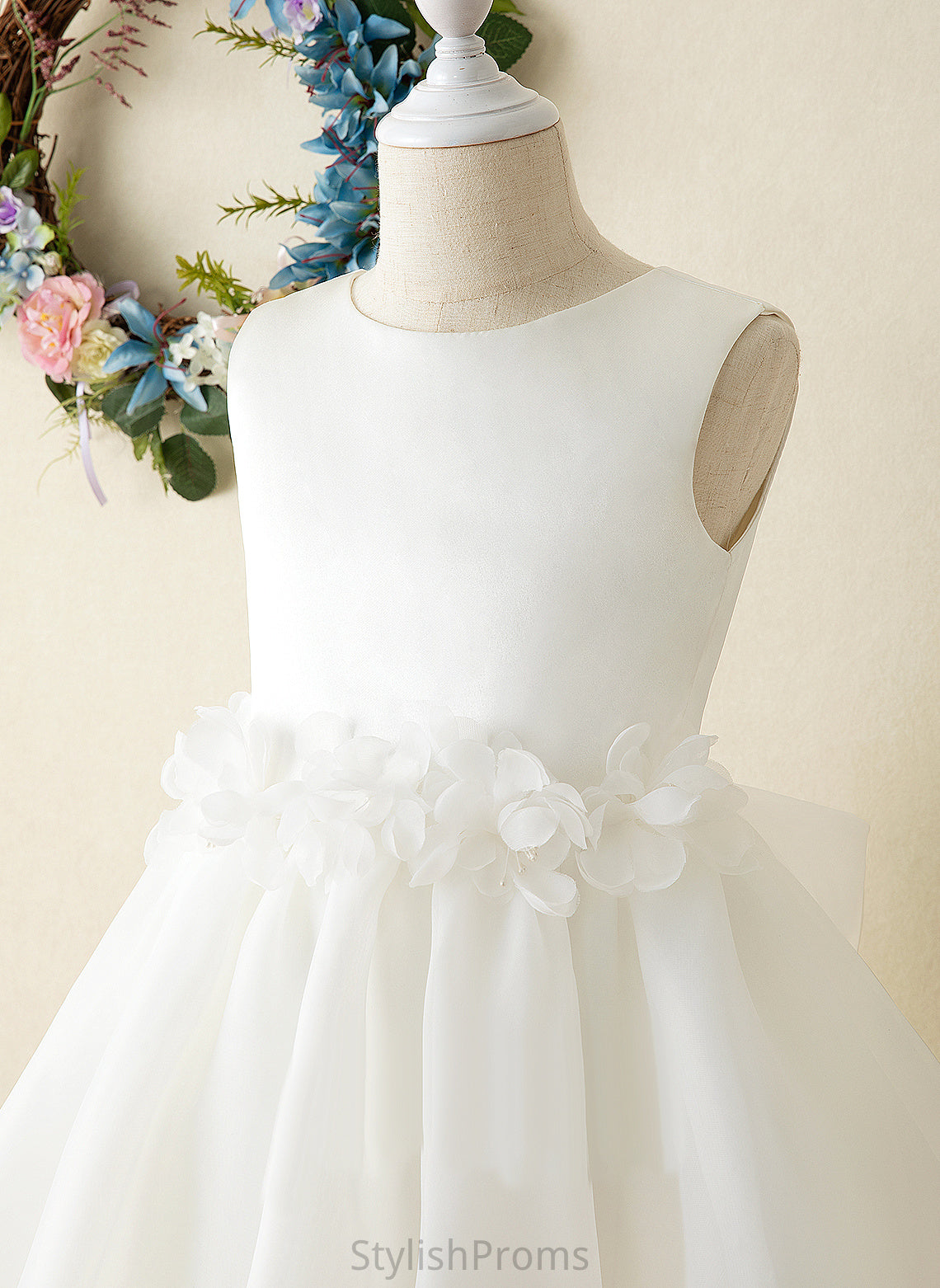 Dress Scoop Neck Sleeveless Knee-length Flower Organza Girl A-Line - Mayra Flower Girl Dresses