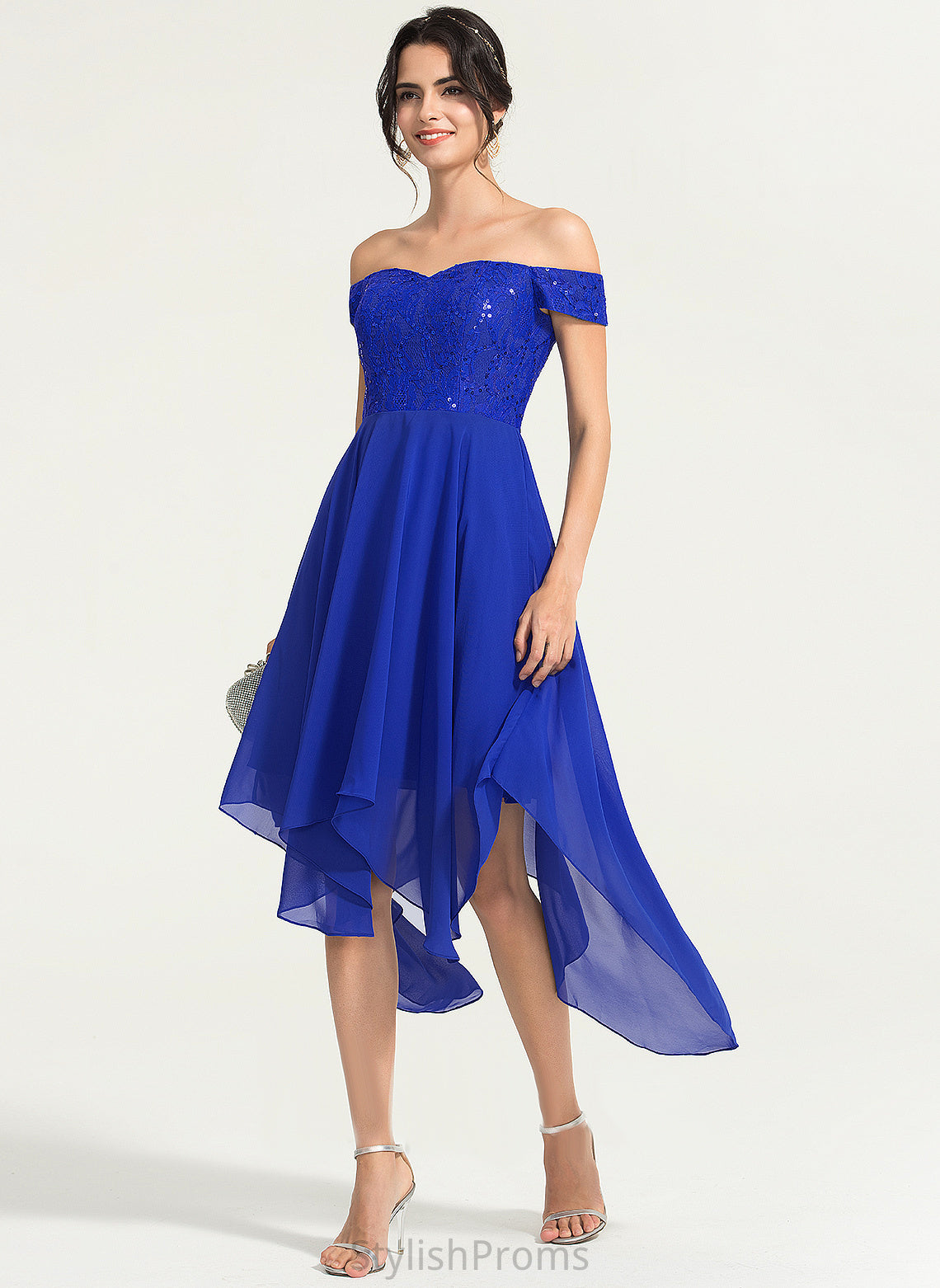 Beading Chiffon Off-the-Shoulder Mylee With Lace A-Line Cocktail Dress Cocktail Dresses Asymmetrical