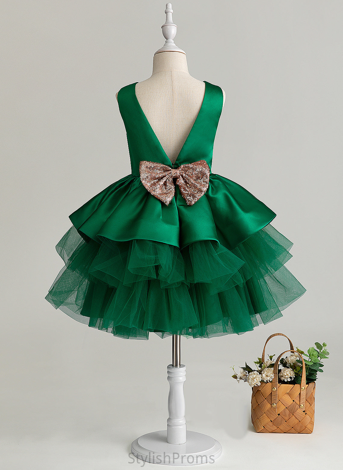 Flower Knee-length Neck Myah Ball-Gown/Princess Bow(s) With Flower Girl Dresses Scoop Tulle - Girl Dress Sleeveless