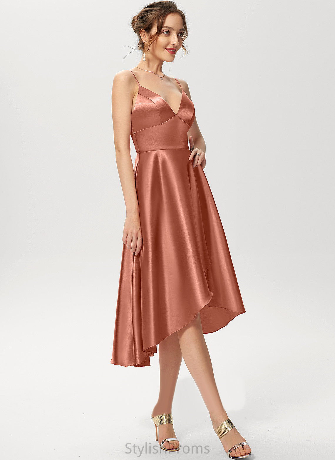 Dress Rayon A-Line V-neck Kaylie Cocktail Dresses Cocktail Asymmetrical