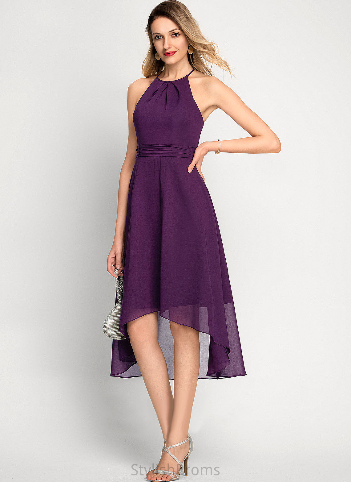 A-Line Neck Cocktail Cocktail Dresses Chiffon Scoop Dress Gillian Asymmetrical