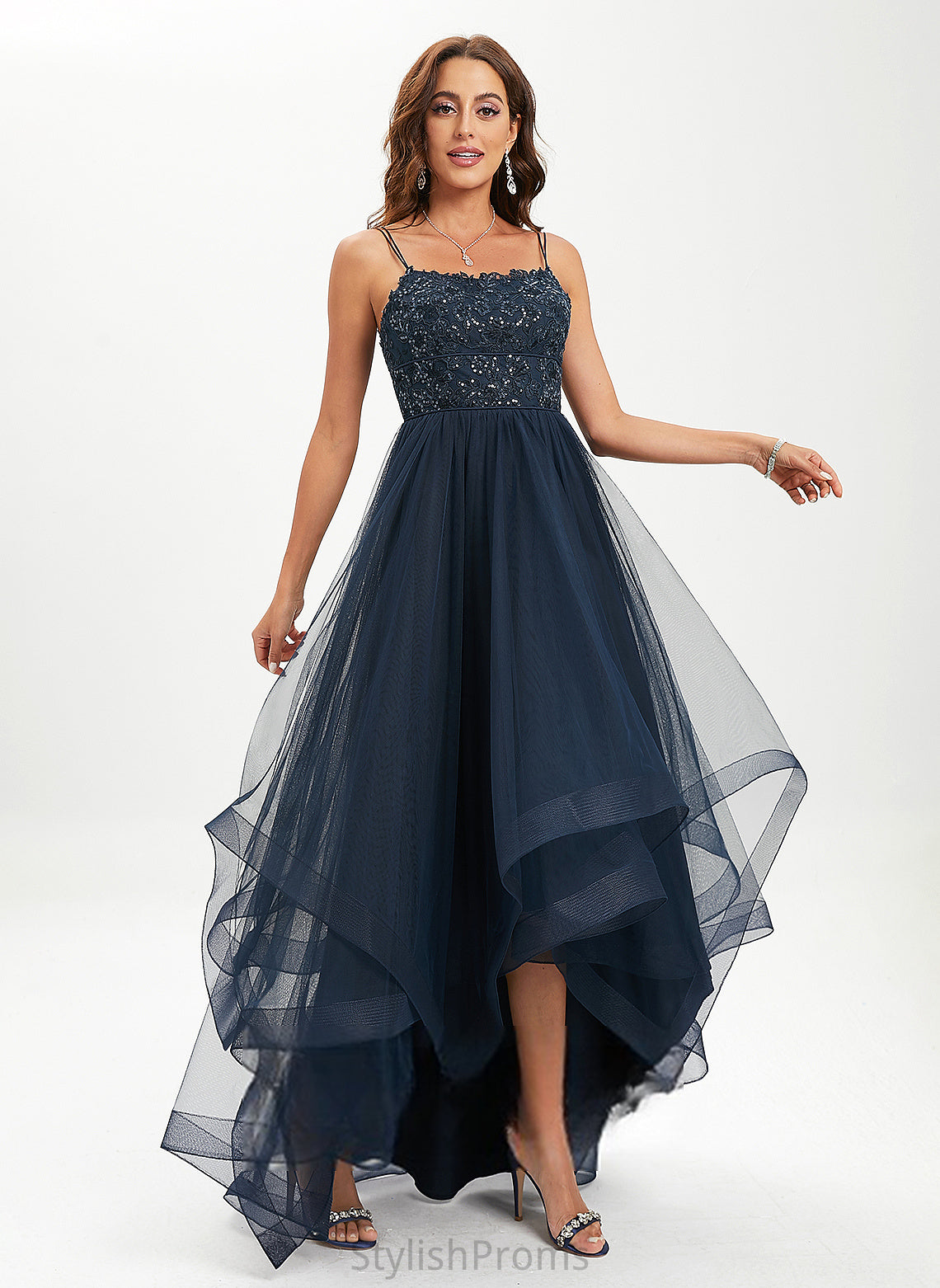 Sequins Lace With Prom Dresses Christine Scoop Ball-Gown/Princess Asymmetrical