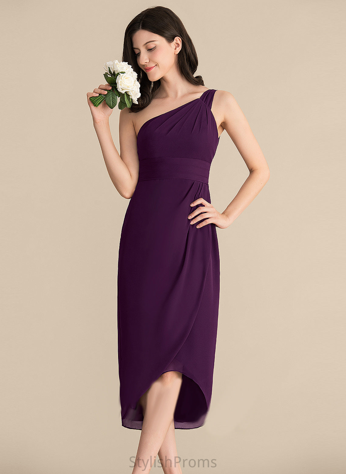 One-Shoulder Asymmetrical Jaylyn Chiffon Cocktail Ruffle With Cocktail Dresses Sheath/Column Dress