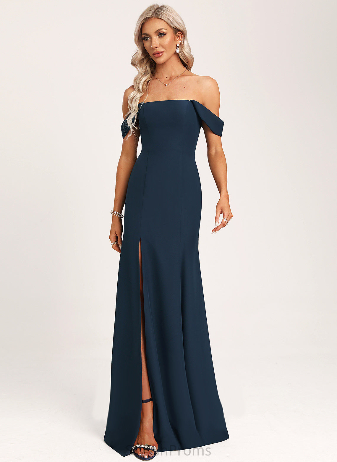 Straps&Sleeves Trumpet/Mermaid Floor-Length Neckline Off-the-Shoulder Silhouette Length Fabric Talia Bridesmaid Dresses