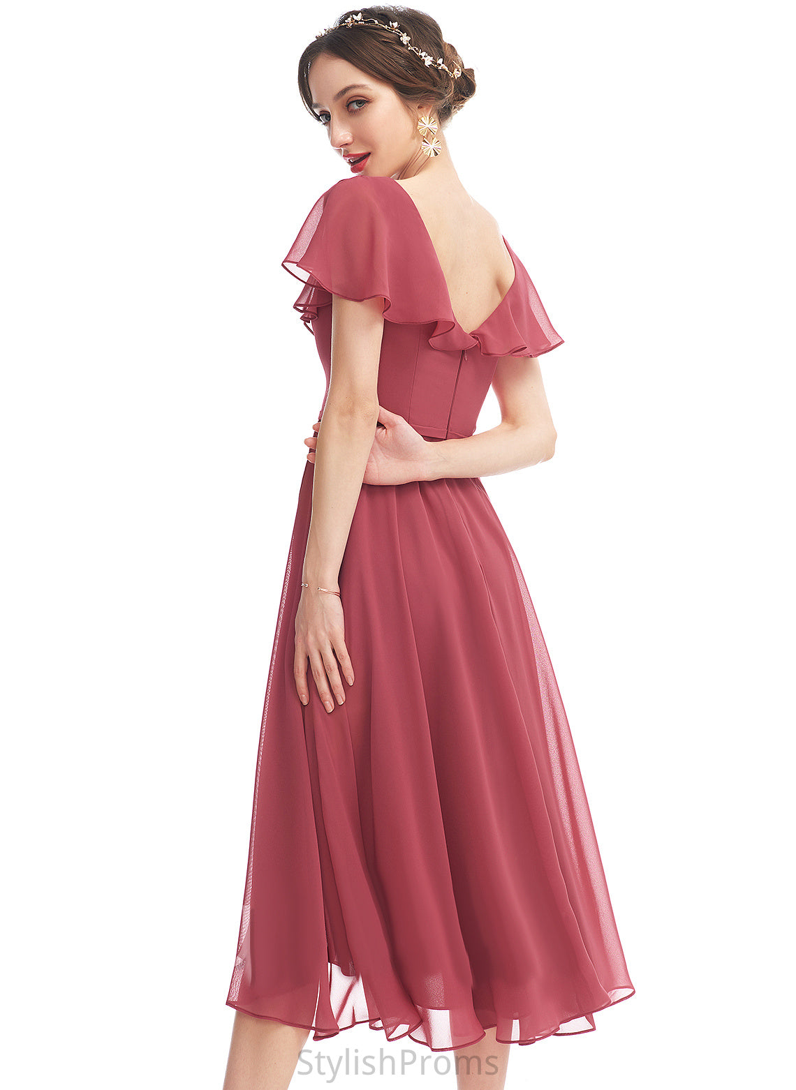 Chiffon V-neck Tessa With Asymmetrical Cocktail Dresses Dress Cocktail A-Line Ruffle