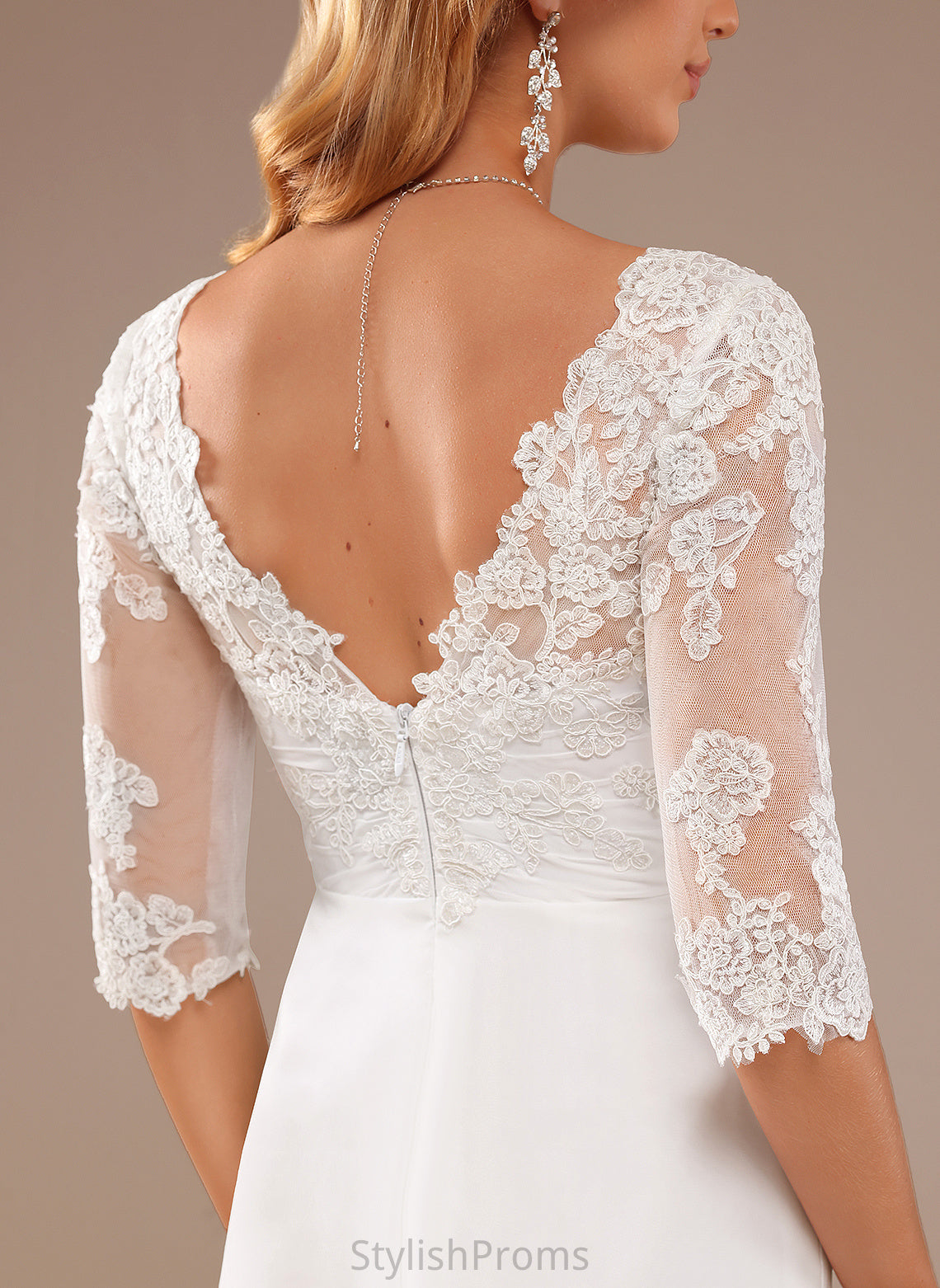 Wedding Dresses Shirley V-neck Ruffle Lace With Chiffon A-Line Wedding Dress Asymmetrical