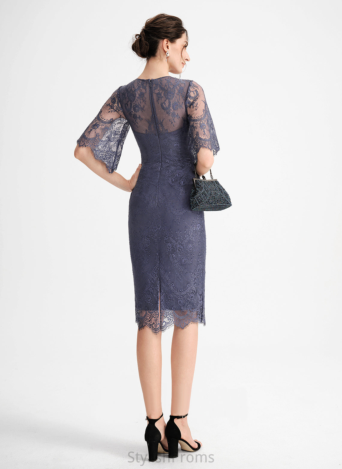 Cocktail Lace Lace Knee-Length Neck Cocktail Dresses Nellie With Dress Scoop Sheath/Column