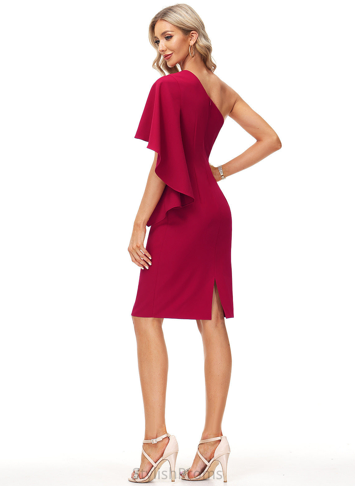 One-Shoulder Stretch Cocktail Crepe Short/Mini Rosalie Sheath/Column Cocktail Dresses Dress