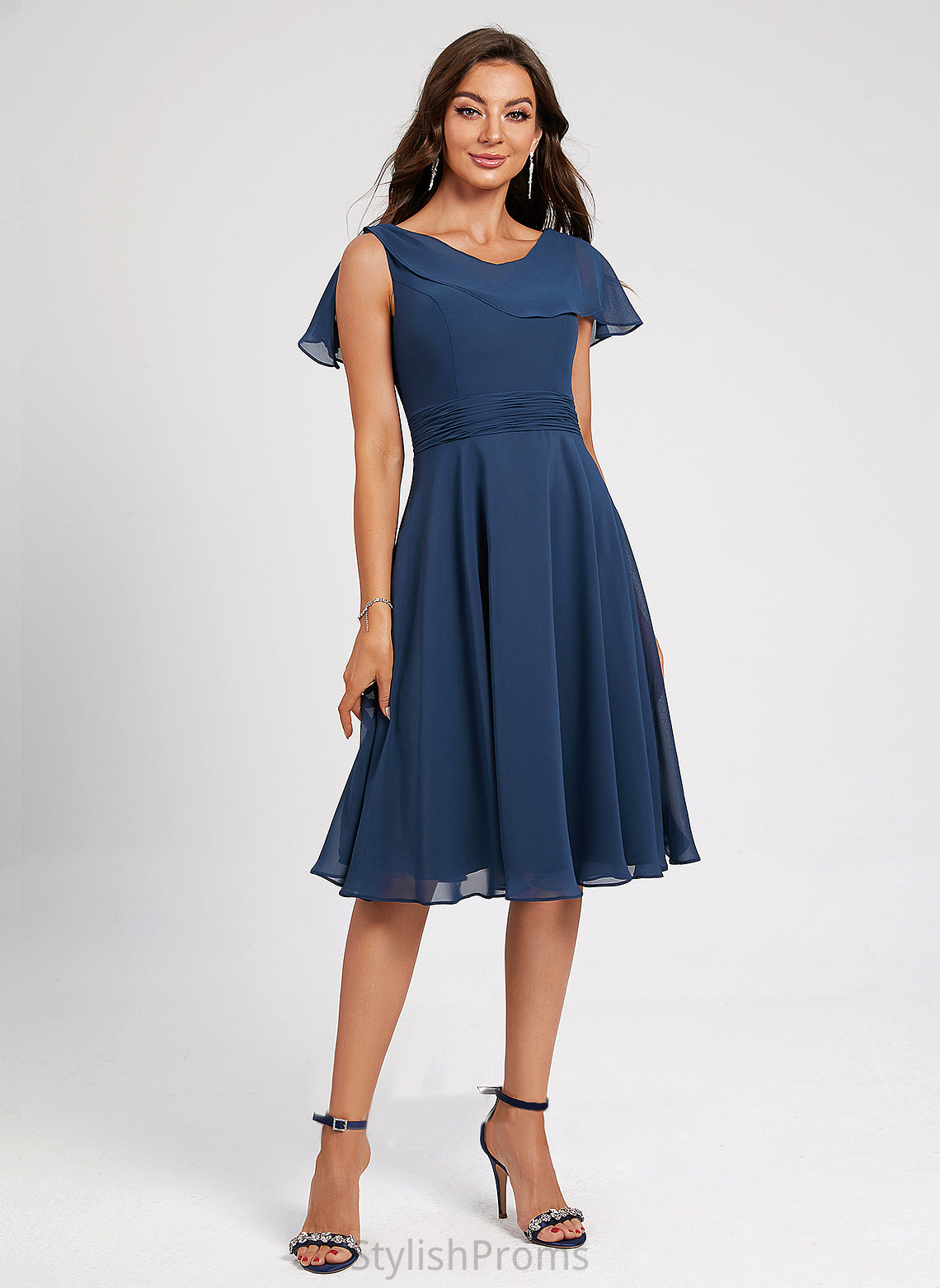 Scoop A-Line Neck Knee-Length Cocktail Chiffon With Cocktail Dresses Ruffle Dress Pleated Ruth