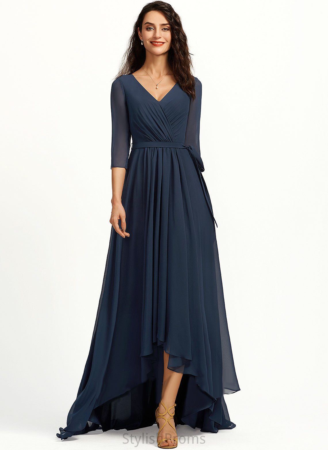 Cocktail Dresses Kendal Chiffon Cocktail Pleated Asymmetrical With A-Line Dress V-neck