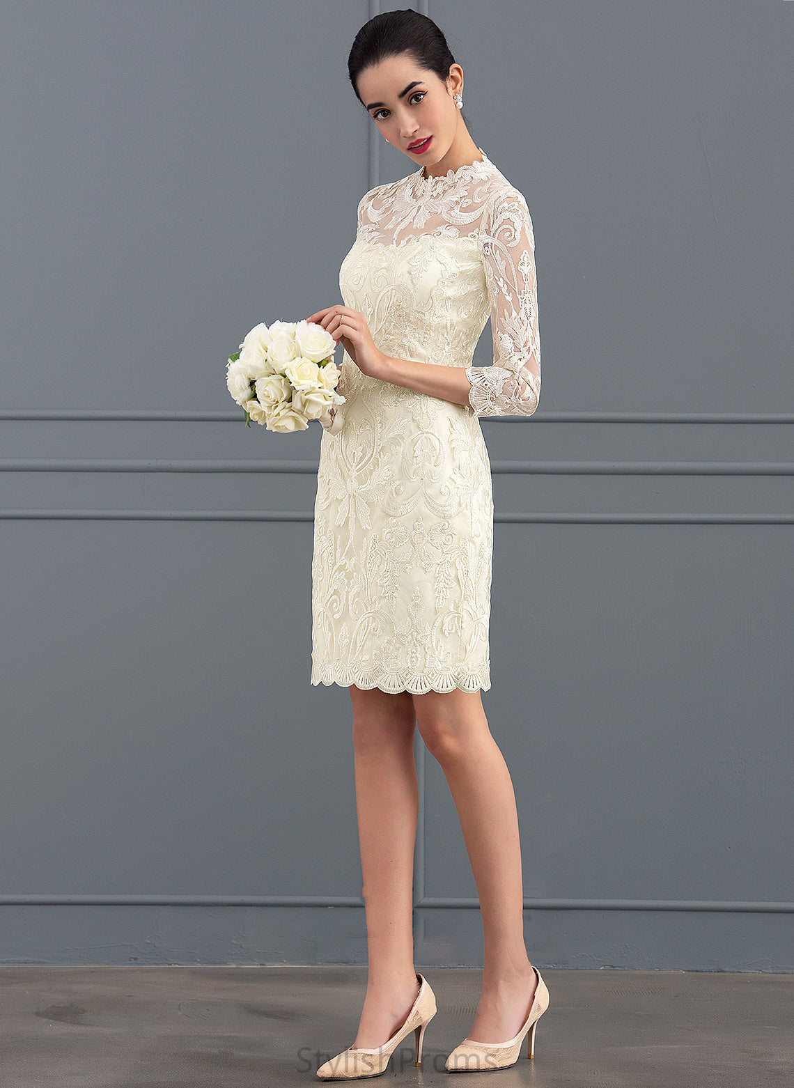 Lace Knee-Length High Sheath/Column Dress Neck Wedding Dresses Armani Wedding