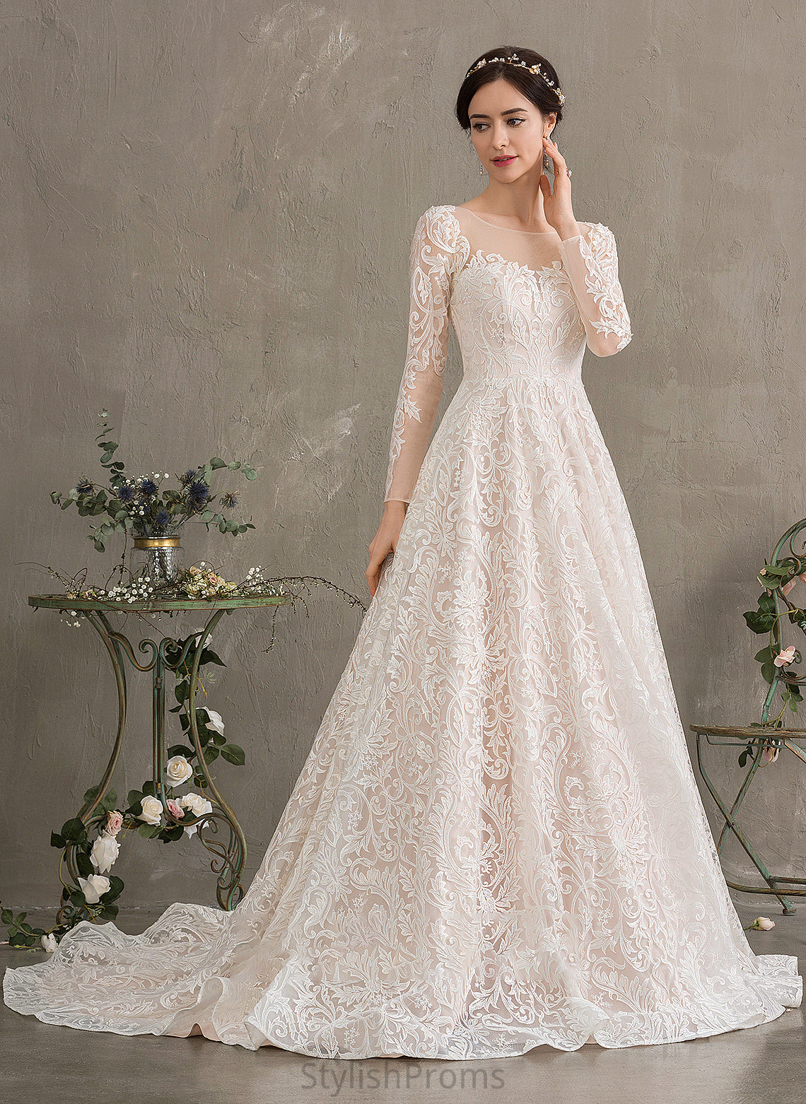 Wedding Dresses Ball-Gown/Princess Wedding Court Train Alisson Illusion Lace Dress