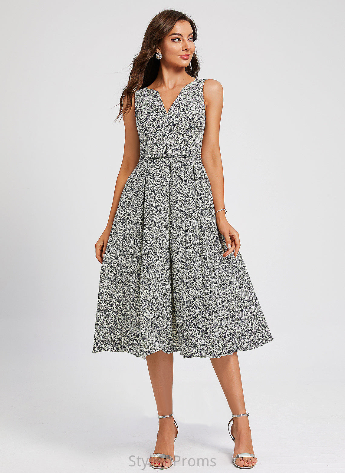 Fernanda Cocktail Dresses Pockets Knee-Length Bow(s) A-Line With V-neck Satin Dress Cocktail