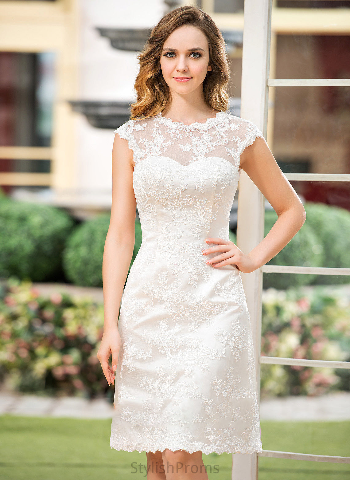 Wedding Dresses Wedding A-Line Knee-Length Dress Phoenix Lace Scoop Neck