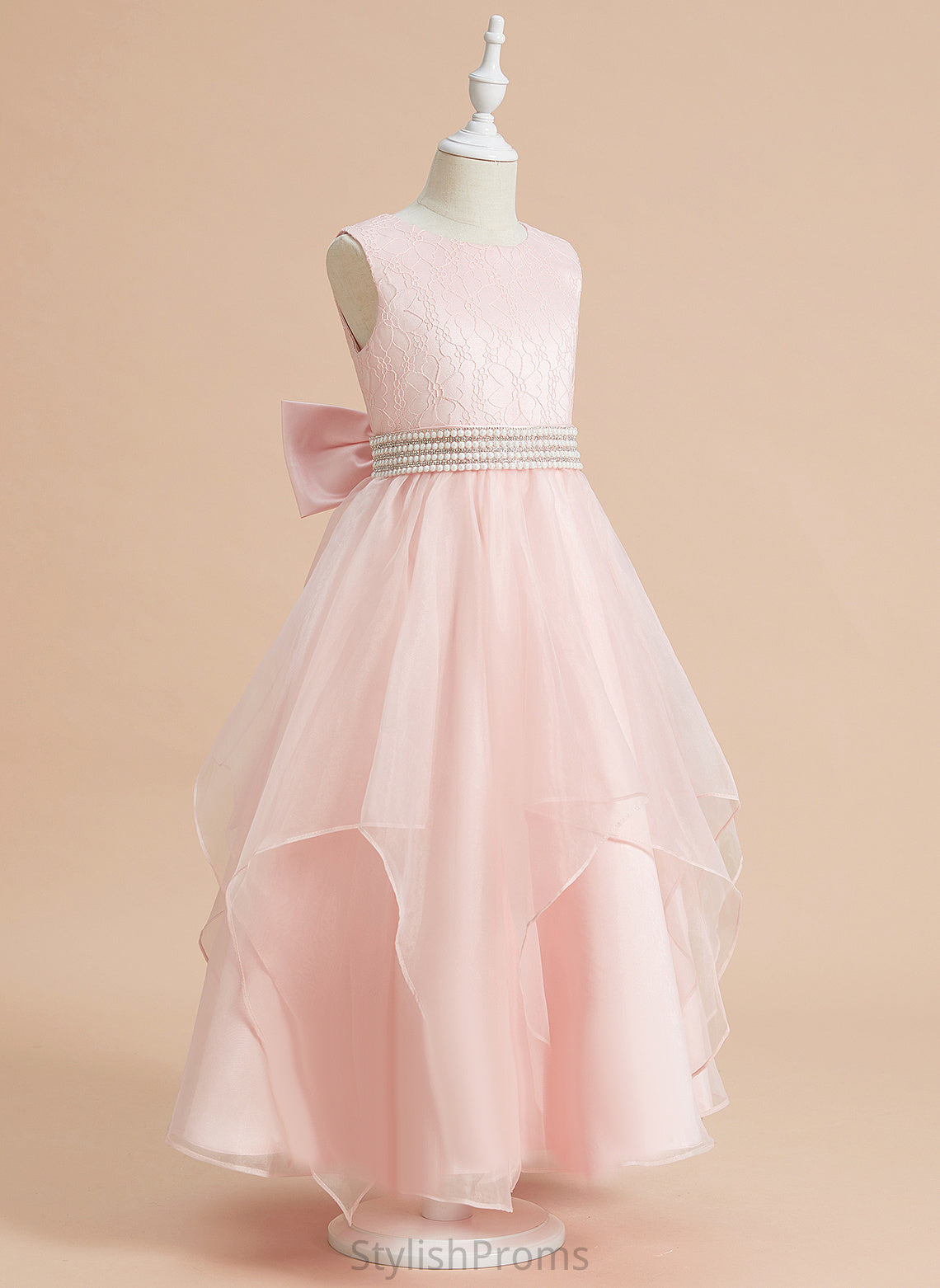 Beading/Bow(s) Flower Girl Dresses With Neck Ball-Gown/Princess Maia Dress Flower - Sleeveless Scoop Organza/Lace Ankle-length Girl