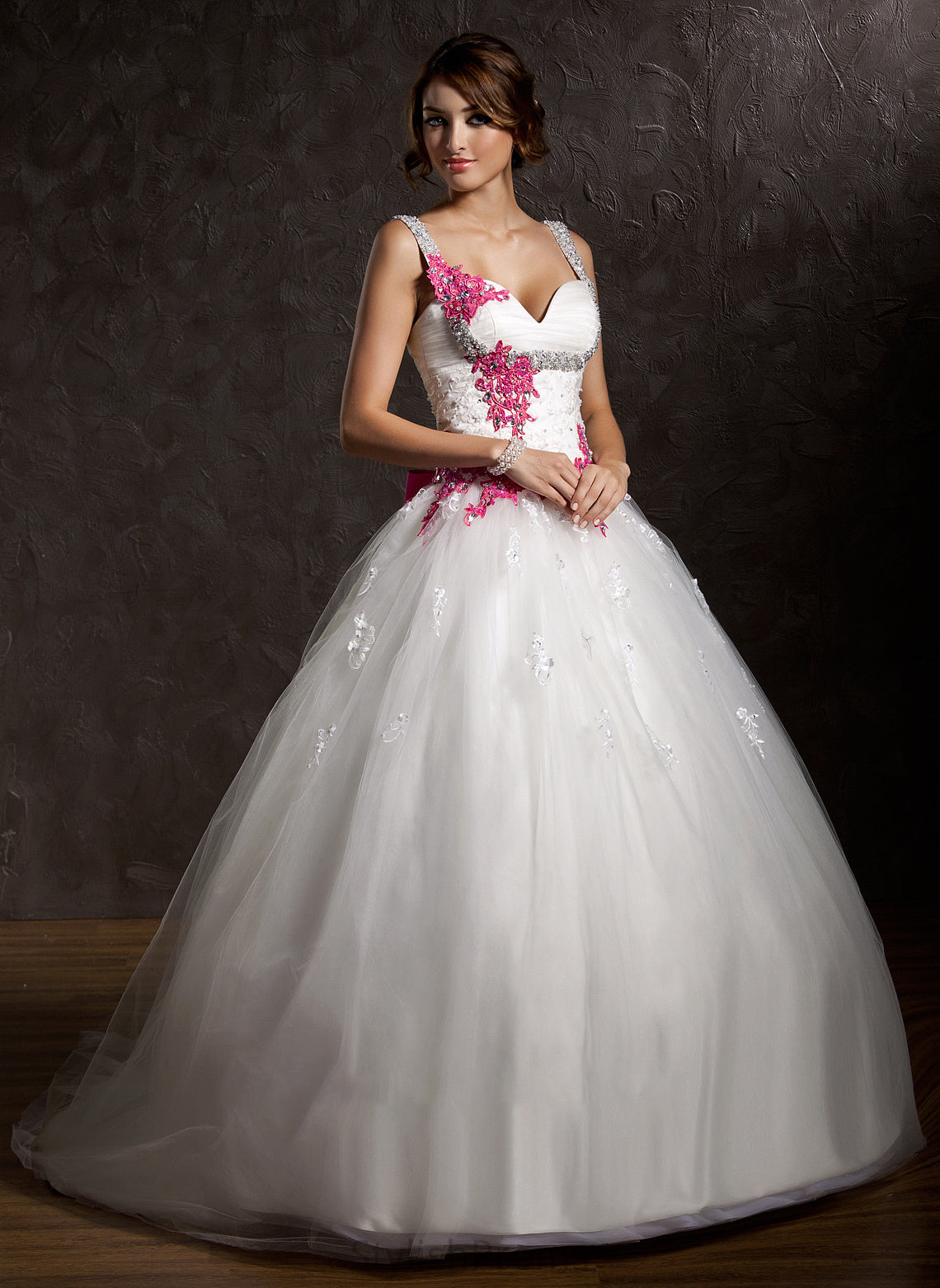 Tulle Ball-Gown/Princess Cali Ruffle Train Dress With Wedding Dresses Bow(s) Chapel Sweetheart Lace Appliques Wedding