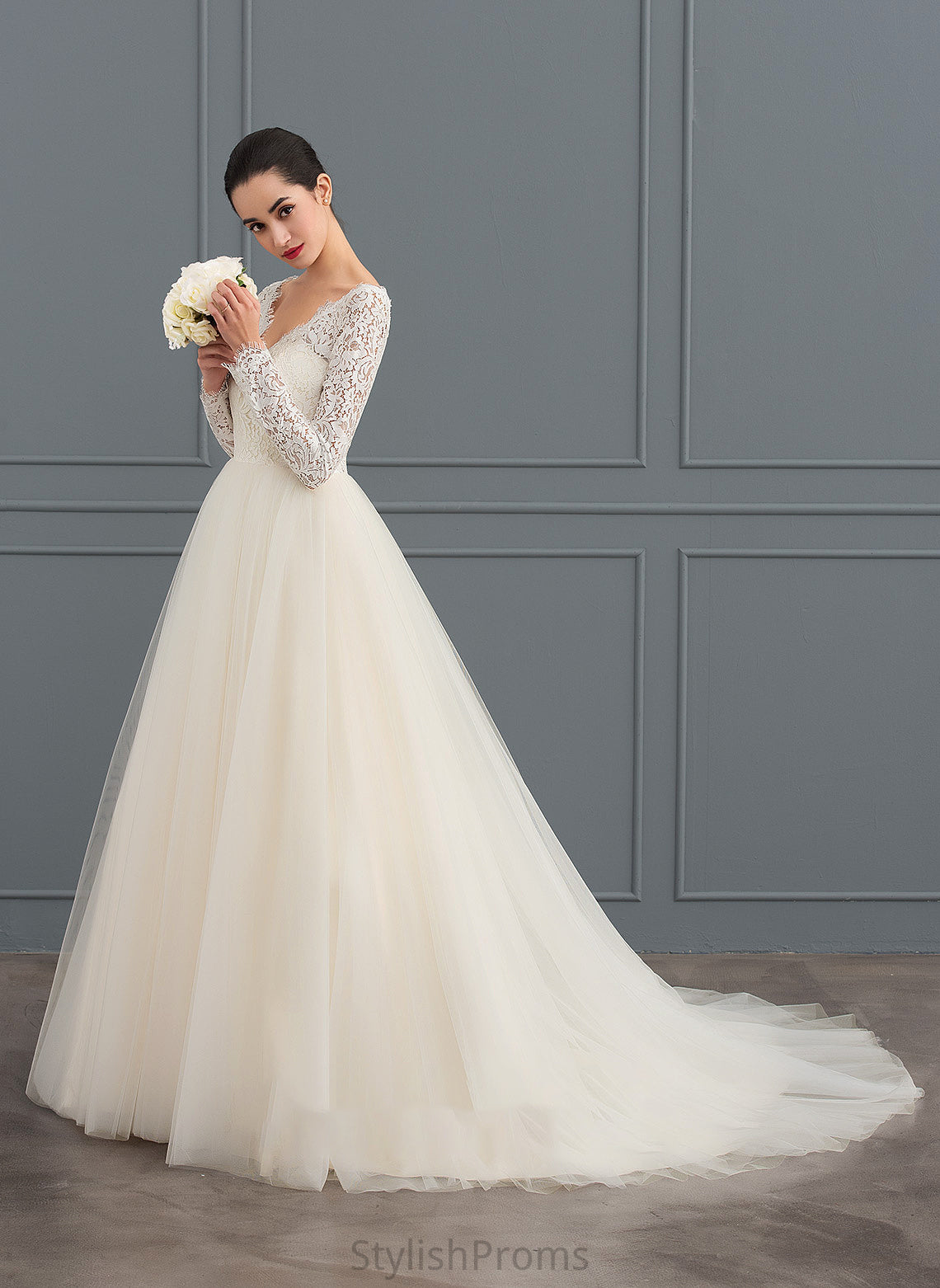 Lace Wedding Dresses Dress Wedding Muriel V-neck Ball-Gown/Princess Court Train Tulle