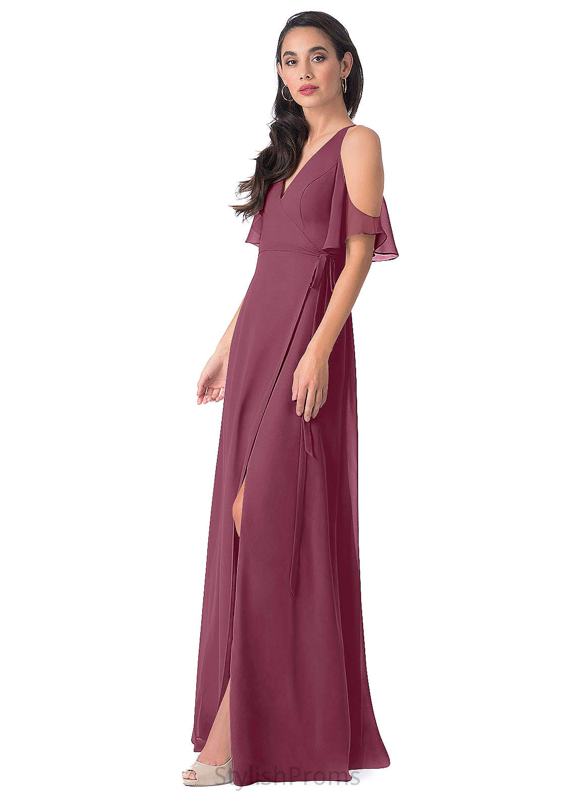 Angelique Natural Waist Trumpet/Mermaid Spandex Sleeveless Sweep-Brush Train V-Neck Bridesmaid Dresses