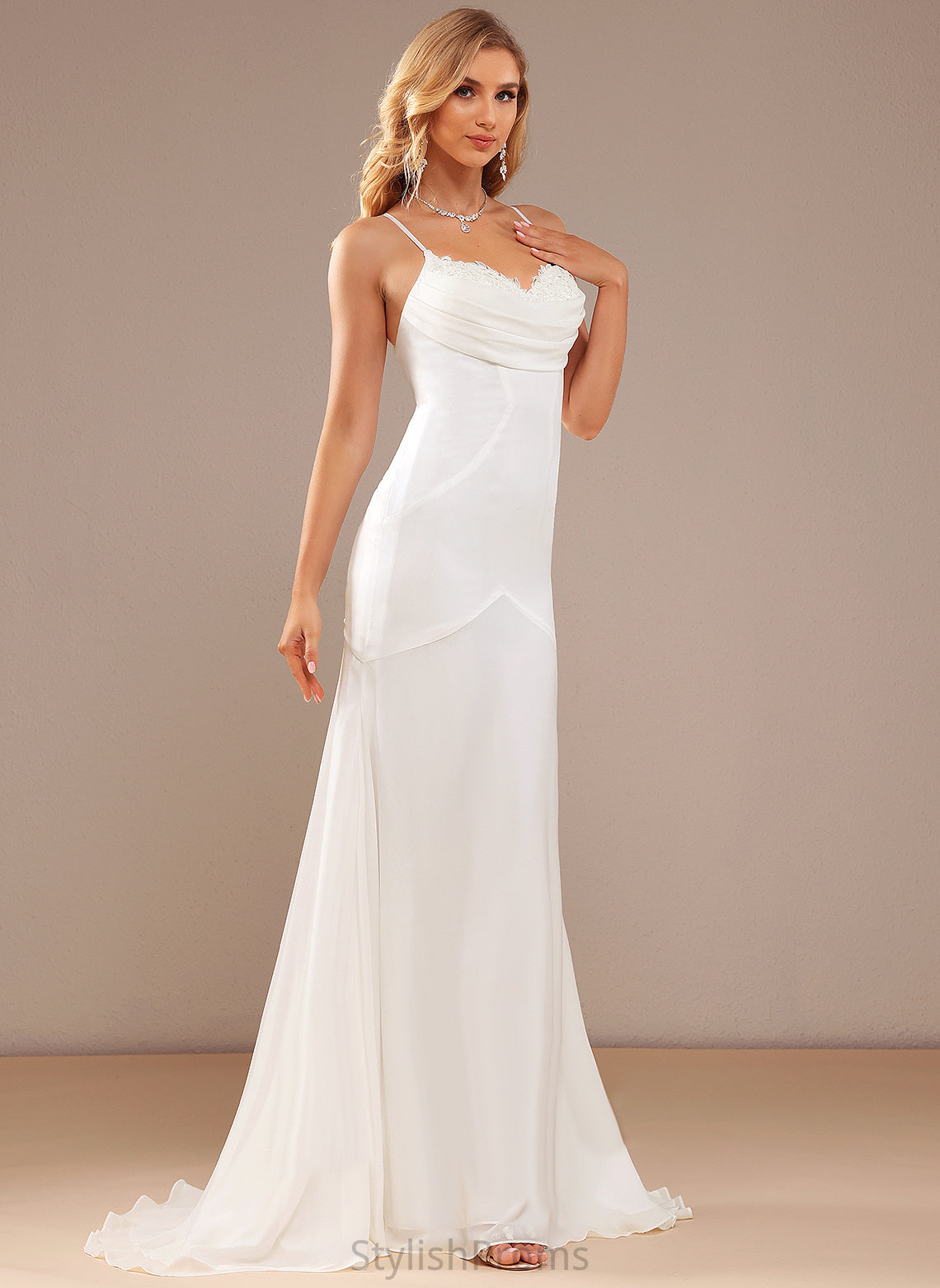 Wedding Sweep Jaylin Chiffon With Trumpet/Mermaid Wedding Dresses Lace V-neck Train Dress