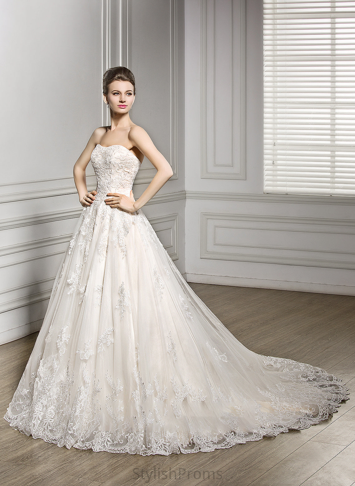 Wedding Dresses Train Dress Sweetheart Tulle Ball-Gown/Princess Wedding Court Lace Libby