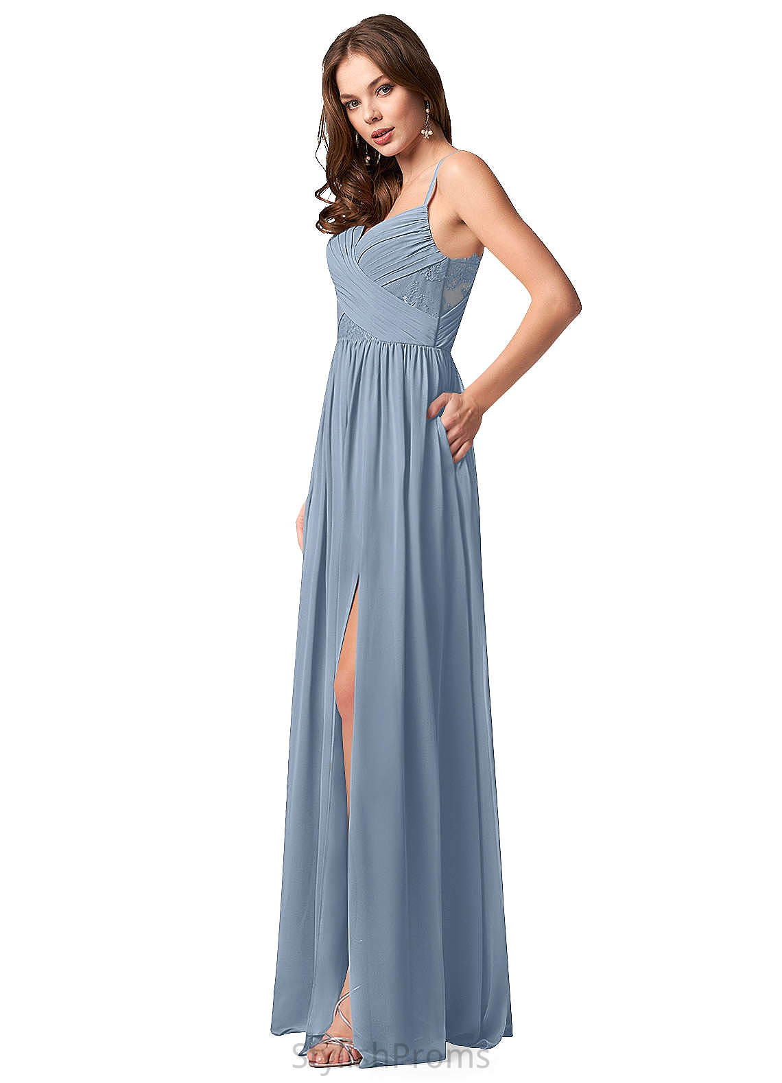 Jeanie Sleeveless Straps Natural Waist Floor Length Trumpet/Mermaid Bridesmaid Dresses