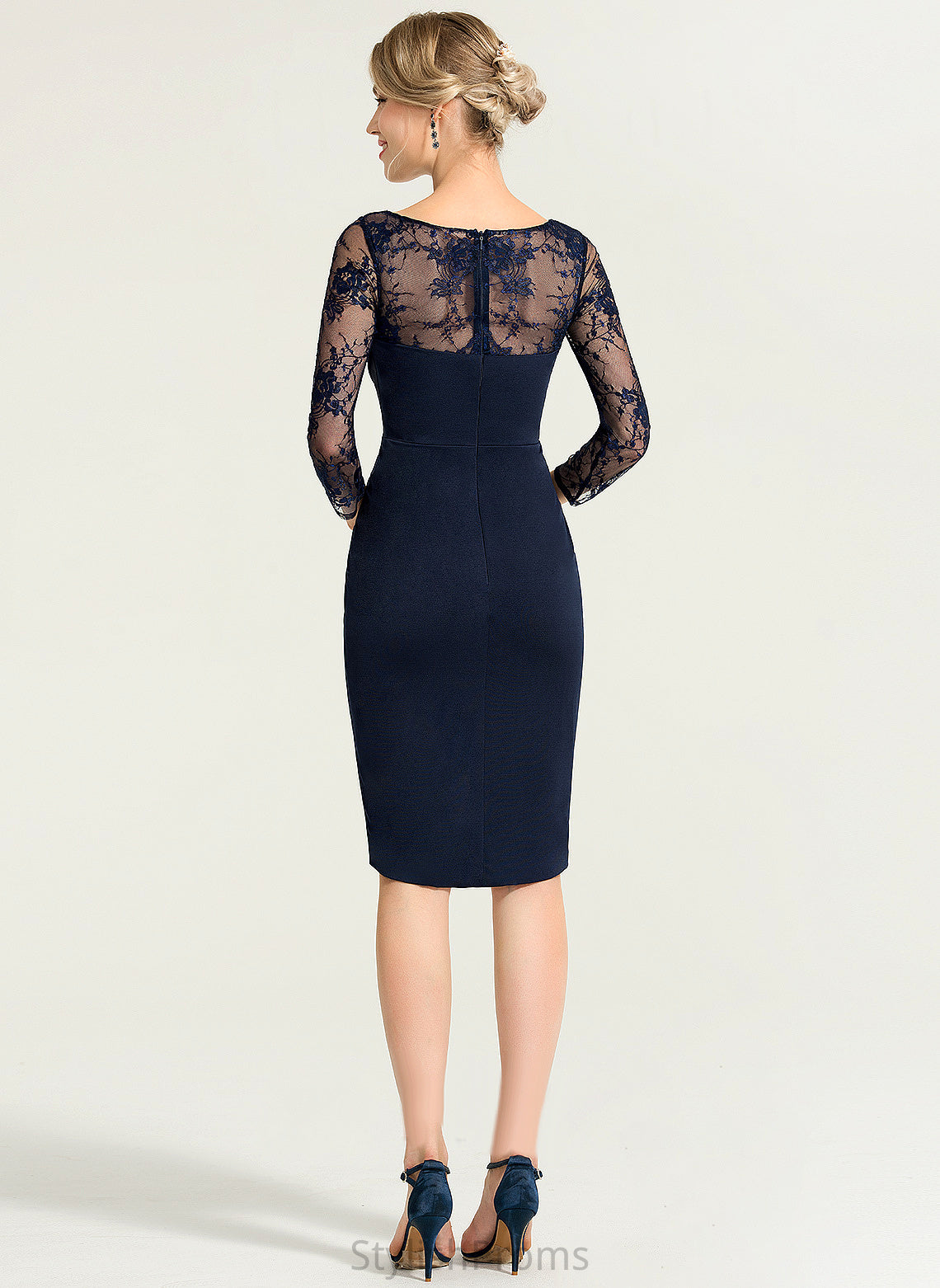 Dress Asymmetrical V-neck Ruffle Sheath/Column Cocktail Dresses Jersey Amelie Lace Cocktail With