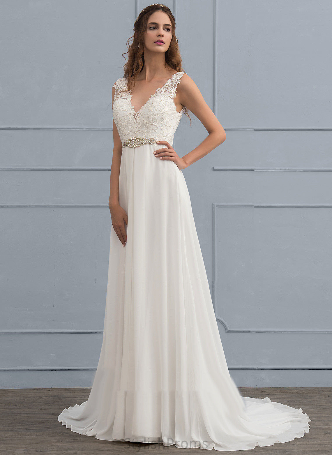 Train A-Line Rebecca Dress Beading V-neck Sequins Chiffon With Wedding Dresses Lace Wedding Court