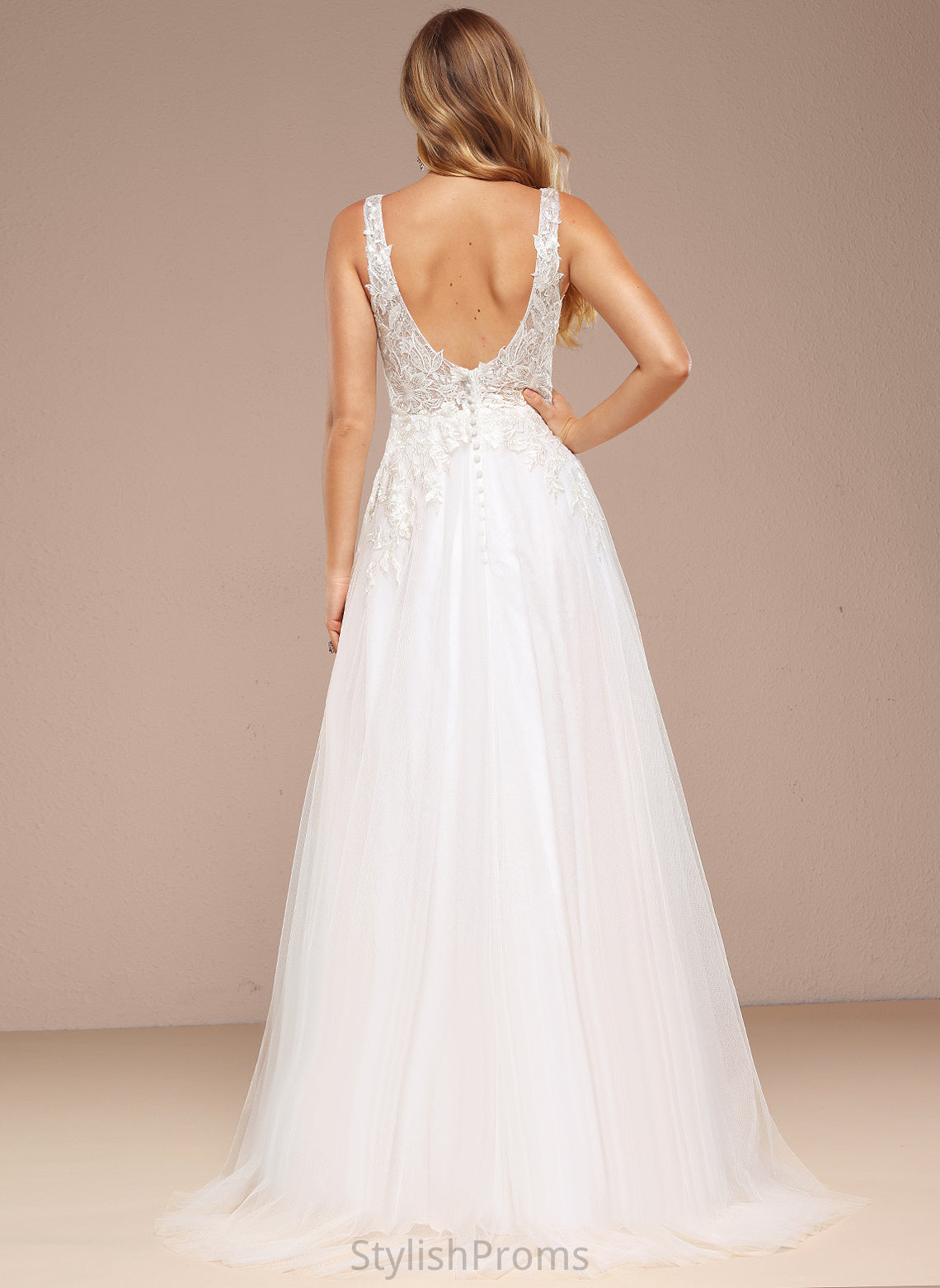 Sweep Tulle Bridget A-Line Train Lace Wedding With Sequins Wedding Dresses Dress V-neck