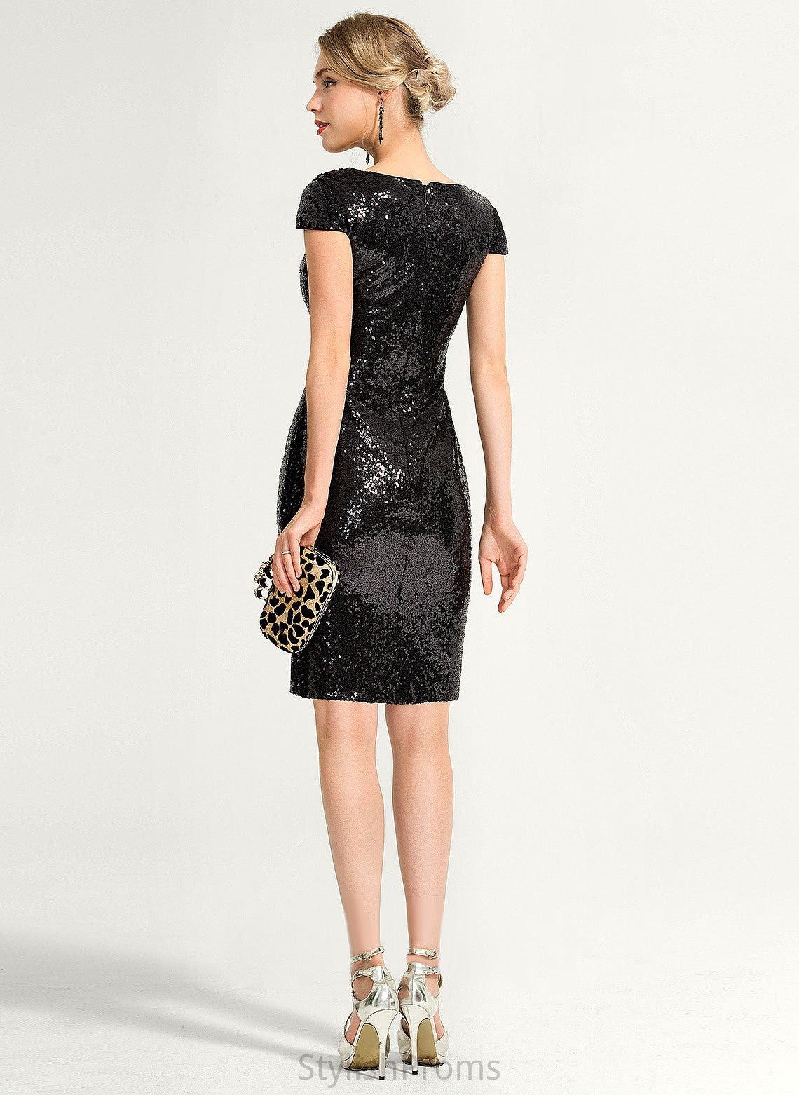 Neck Sequined Cocktail Dresses Arielle Dress Cowl Knee-Length Cocktail Sheath/Column