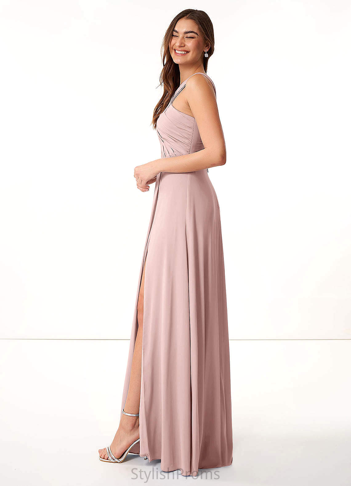 Sara Natural Waist Trumpet/Mermaid Sleeveless Floor Length Bridesmaid Dresses