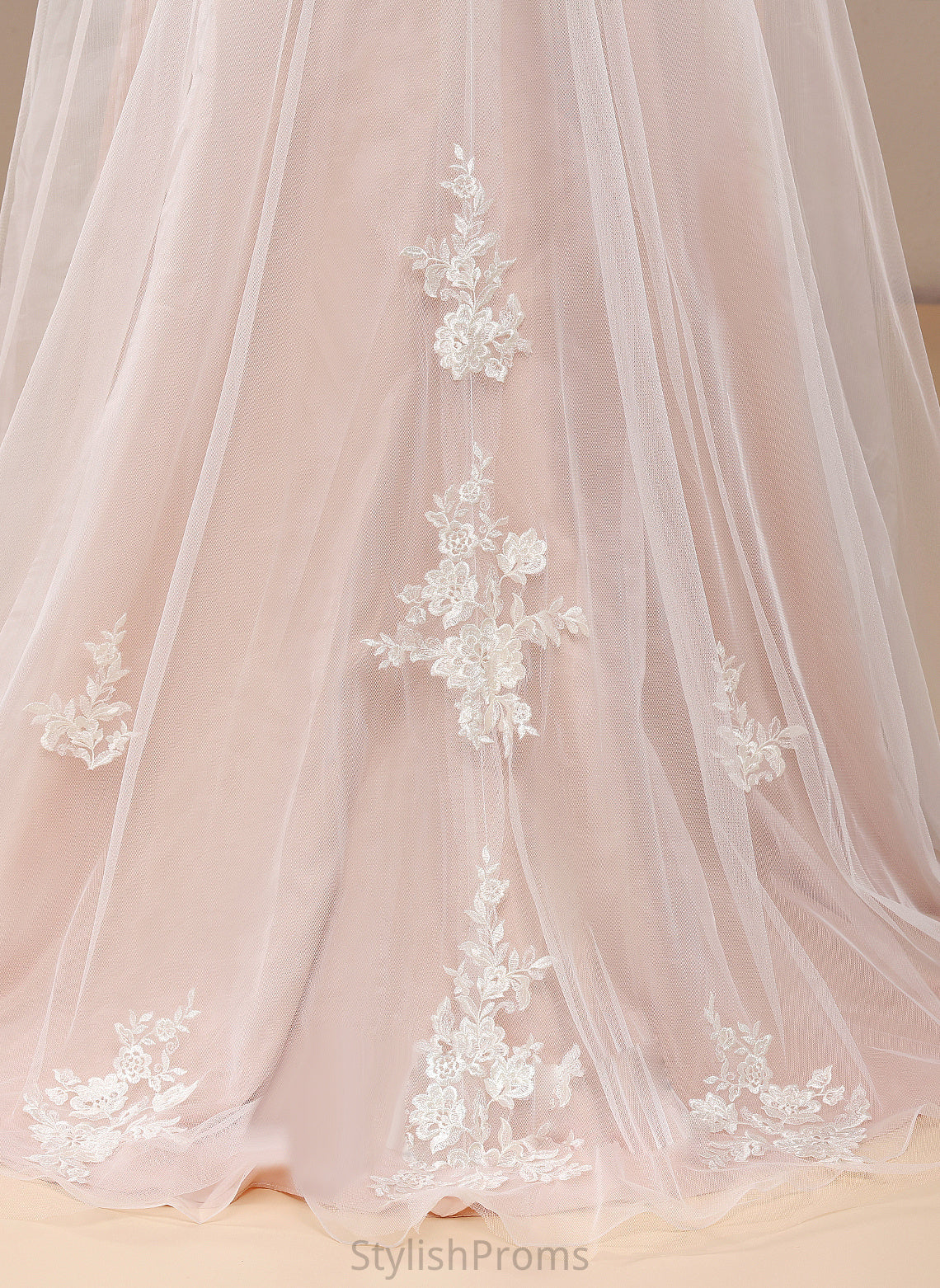 V-neck Wedding Dresses Tulle Dress Lace Sweep Wedding Lace With Train Keely Ball-Gown/Princess