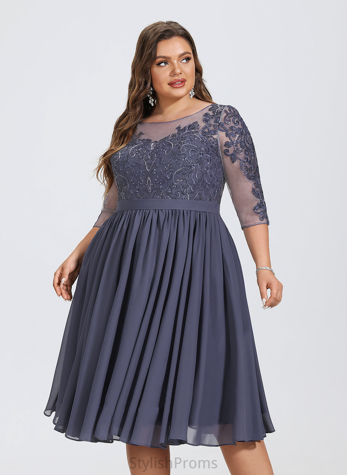 Sequins Lace Cocktail Dresses Neck Knee-Length A-Line Cocktail Chiffon With Kathleen Dress Scoop