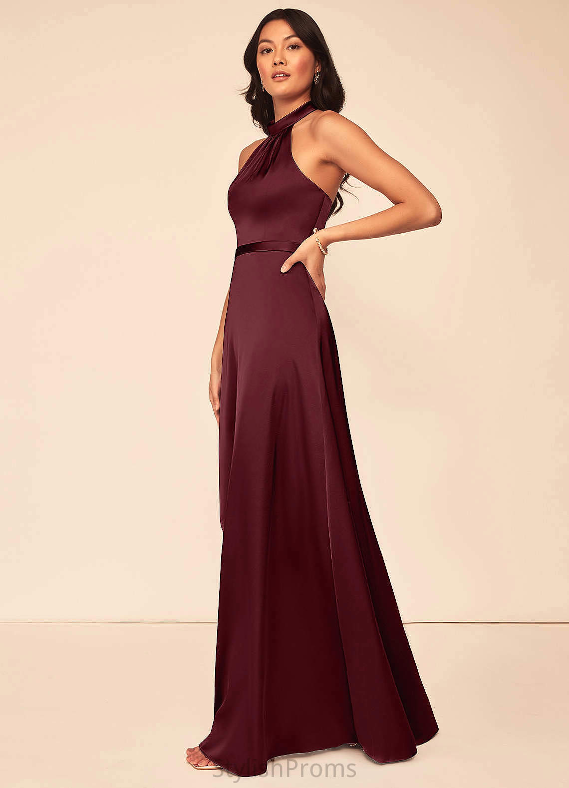 Cara Sleeveless Trumpet/Mermaid Spaghetti Staps Natural Waist Floor Length Bridesmaid Dresses