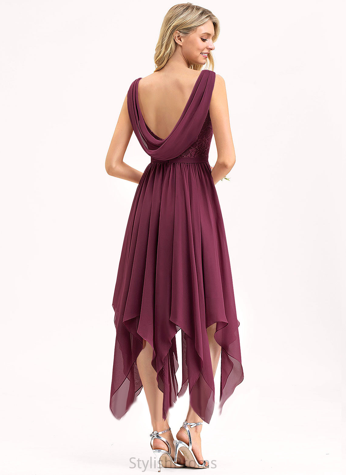 Cocktail Lace A-Line Cocktail Dresses Dress Ankle-Length Chiffon V-neck Jamiya