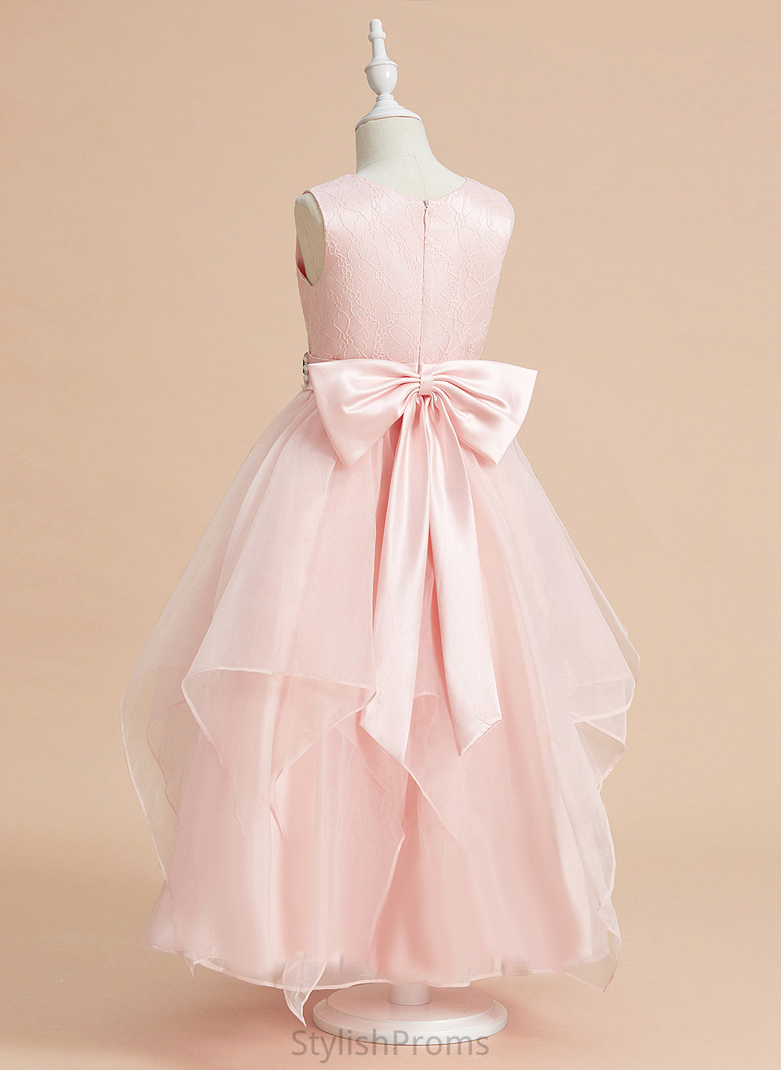 Beading/Bow(s) Flower Girl Dresses With Neck Ball-Gown/Princess Maia Dress Flower - Sleeveless Scoop Organza/Lace Ankle-length Girl