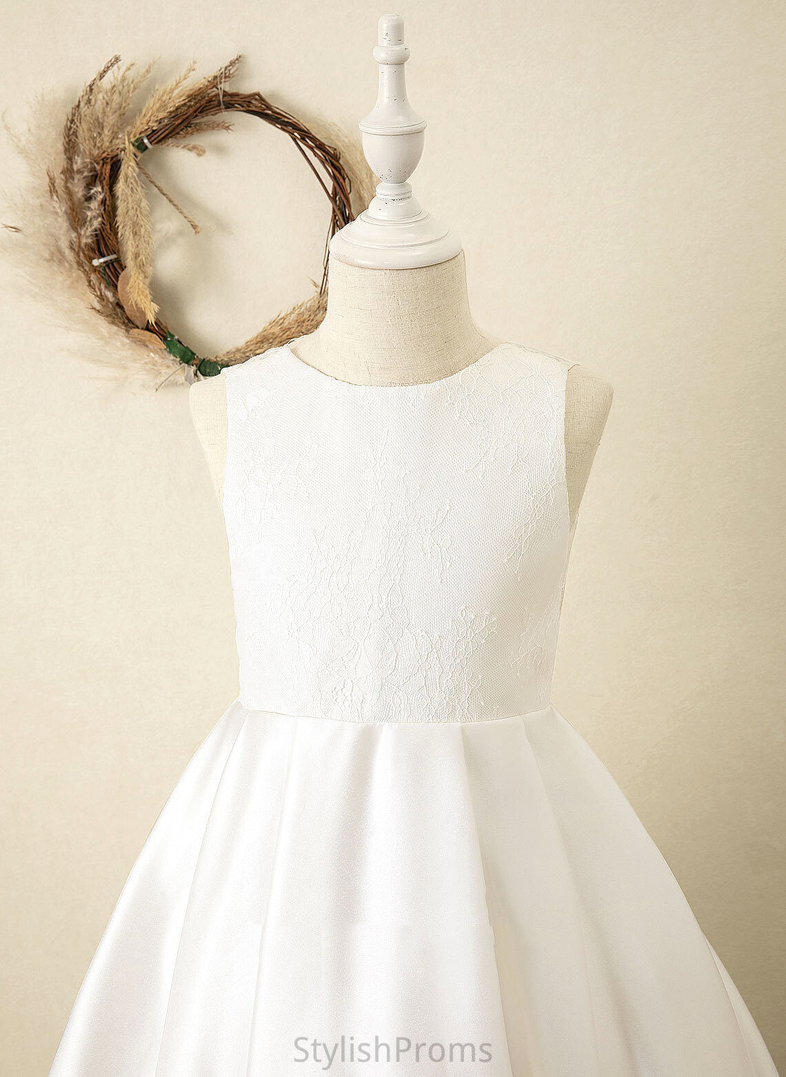 Dress Flower Girl Dresses Train Scoop Sleeveless Sash Satin/Tulle/Lace Neck Sweep Girl - Skylar Ball-Gown/Princess Flower With