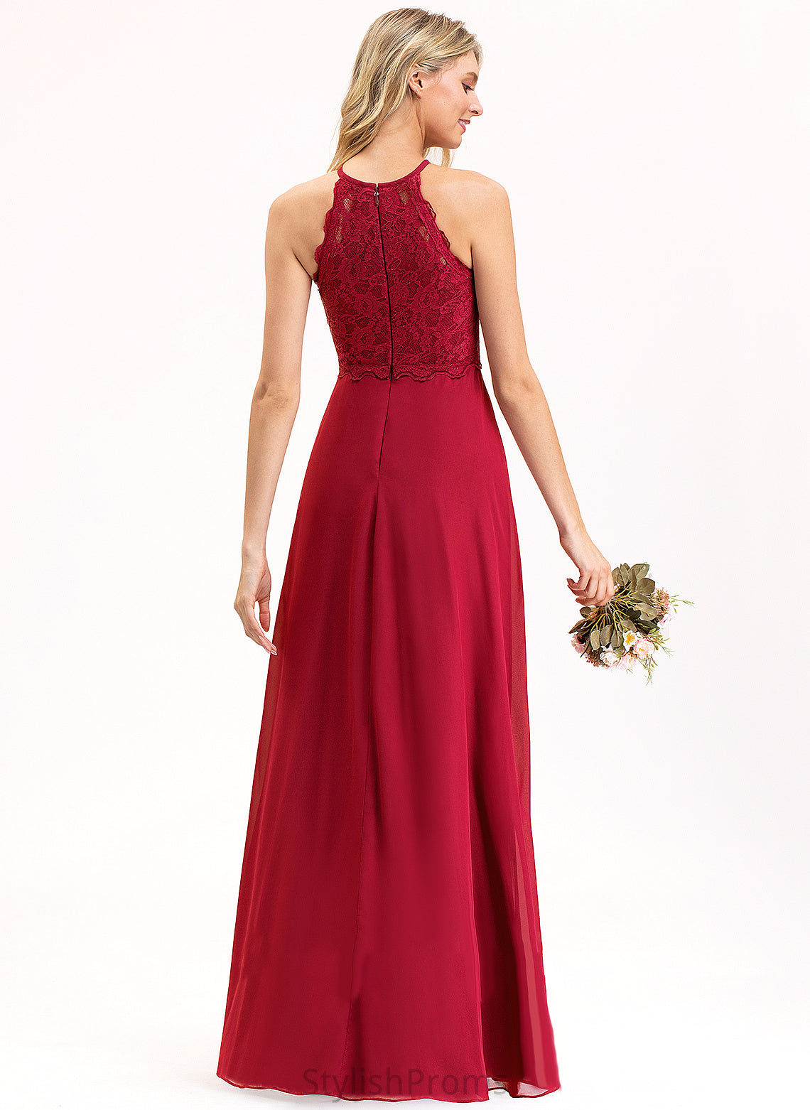 Lace Length Silhouette Floor-Length Scoop Neckline Straps&Sleeves A-Line Fabric Tianna Sleeveless Floor Length Bridesmaid Dresses