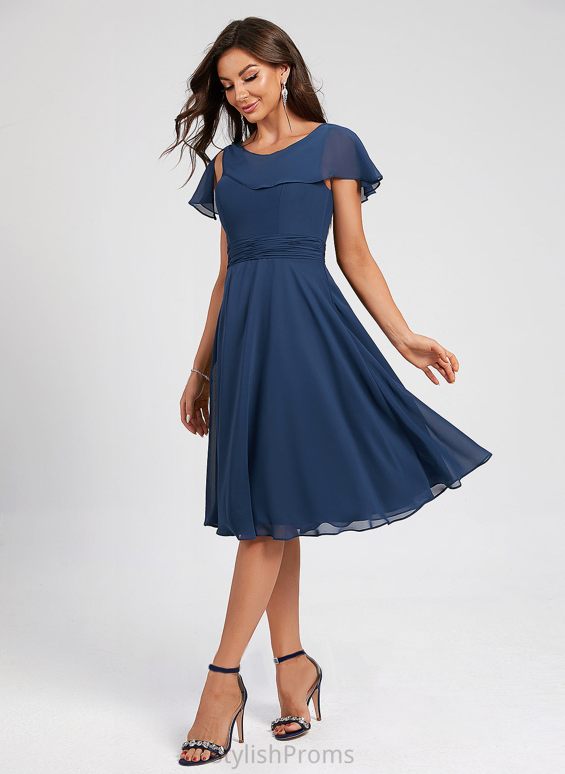 Scoop A-Line Neck Knee-Length Cocktail Chiffon With Cocktail Dresses Ruffle Dress Pleated Ruth