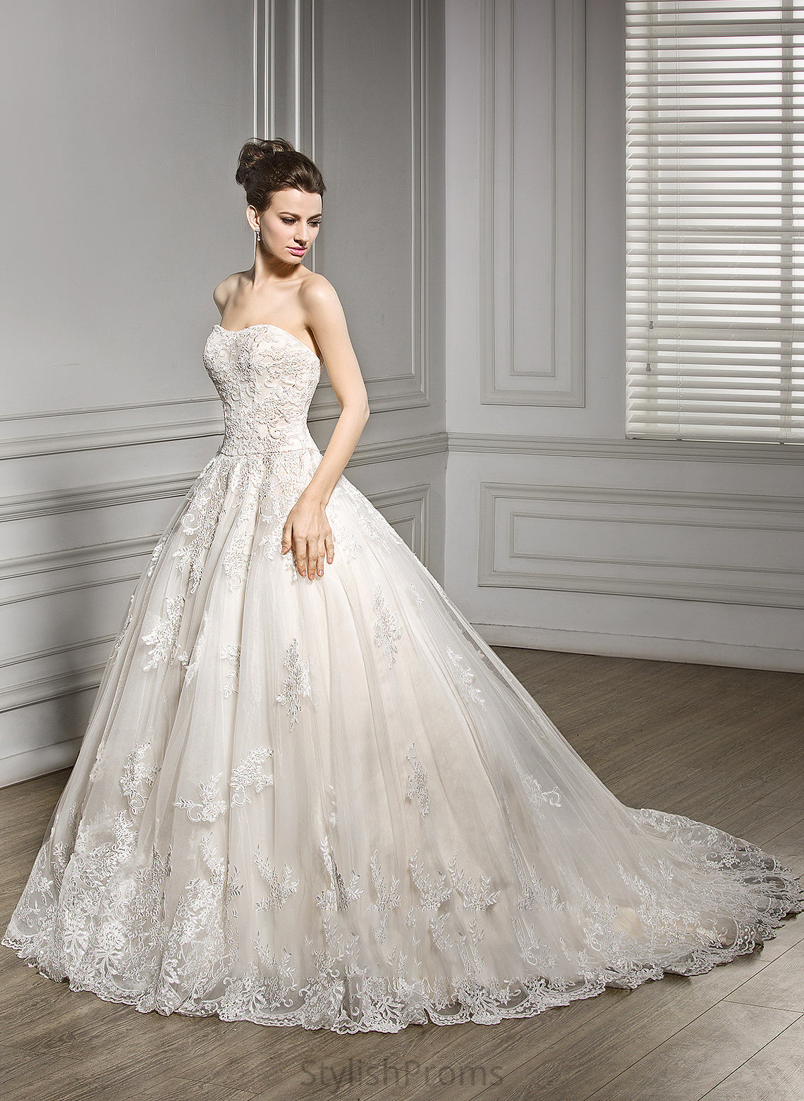 Wedding Dresses Train Dress Sweetheart Tulle Ball-Gown/Princess Wedding Court Lace Libby